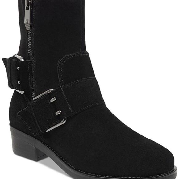 Marc Fisher Black Suede Engineer Booties Sz 7.5 - Picture 1 of 7